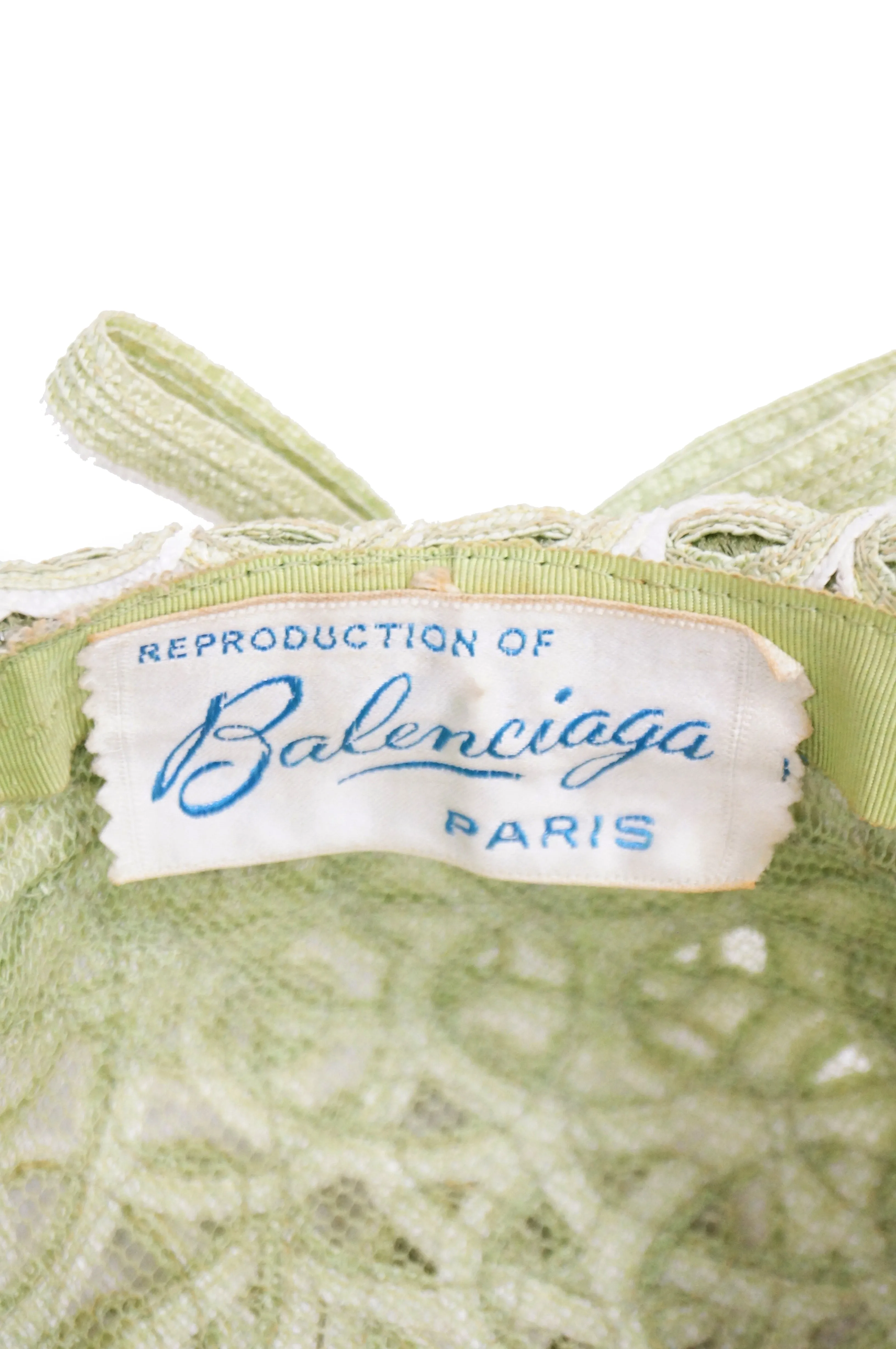 1950s Balenciaga Reproduction Peach Basket Hat in Subtle Green