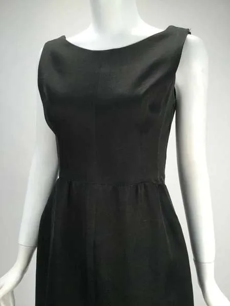 1960s Balenciaga Black Silk Couture Cocktail Dress