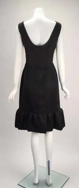 1960s Balenciaga Black Silk Couture Cocktail Dress