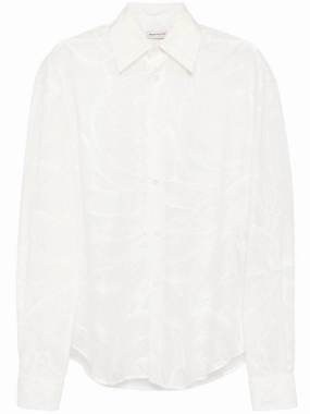Abstract-Pattern Semi-Sheer Shirt