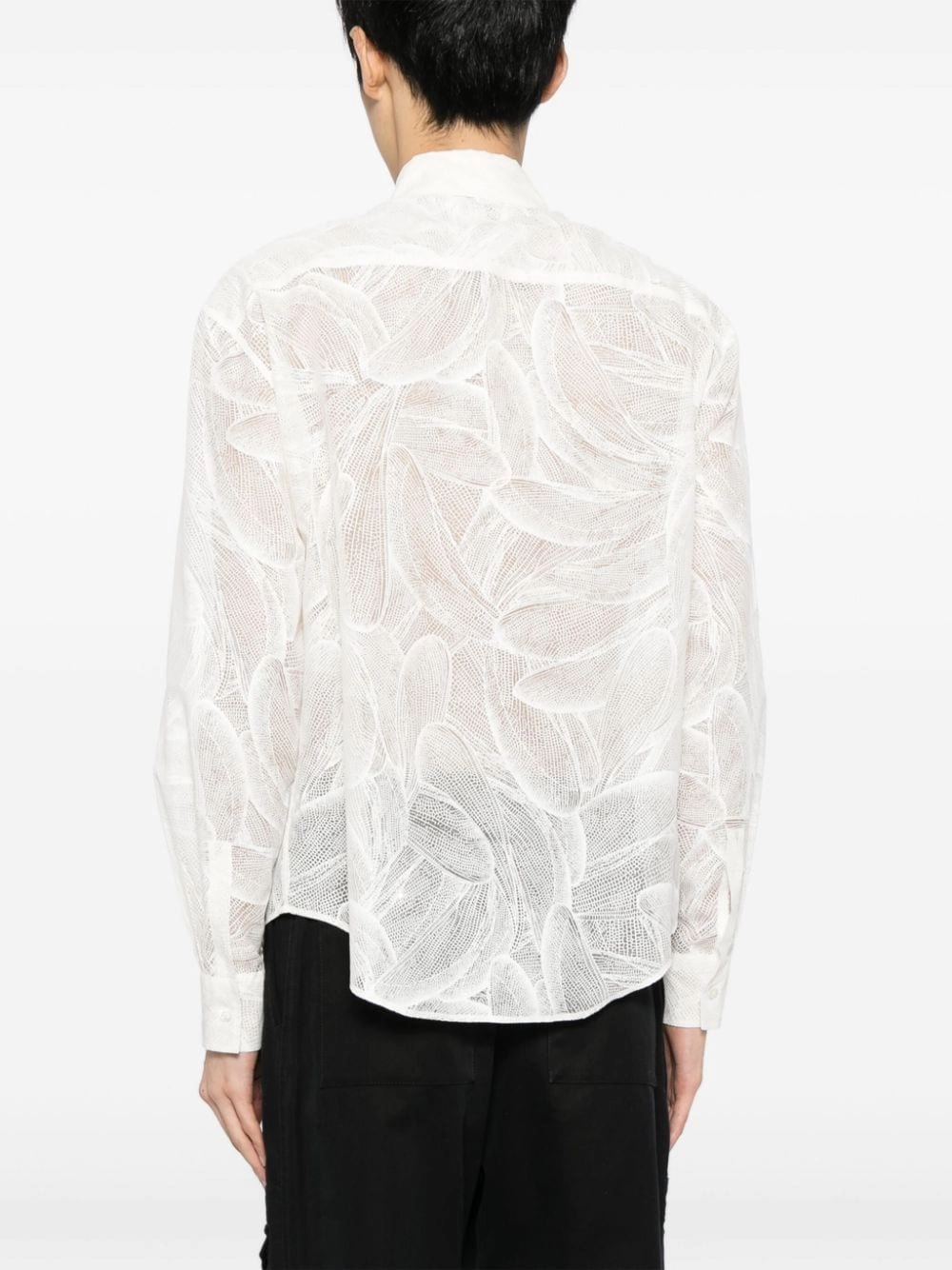 Abstract-Pattern Semi-Sheer Shirt
