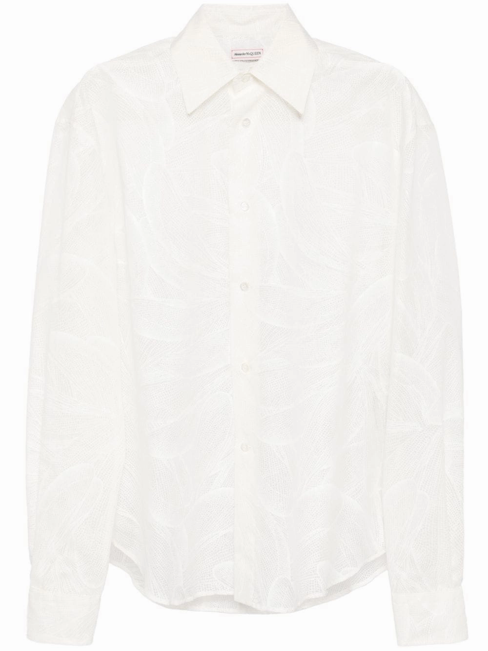 Abstract-Pattern Semi-Sheer Shirt
