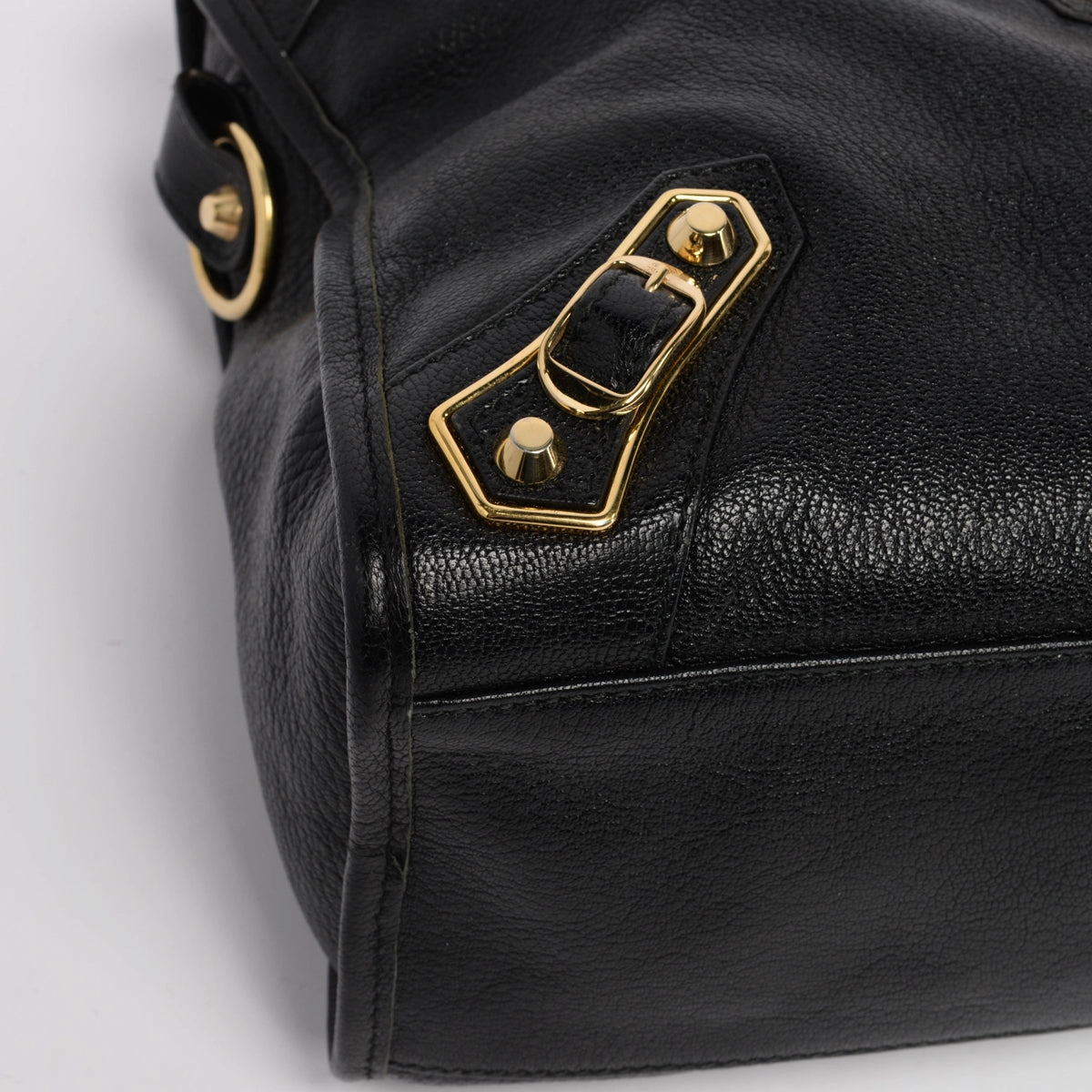 Balenciaga Black Chevre Metallic Edge City Bag