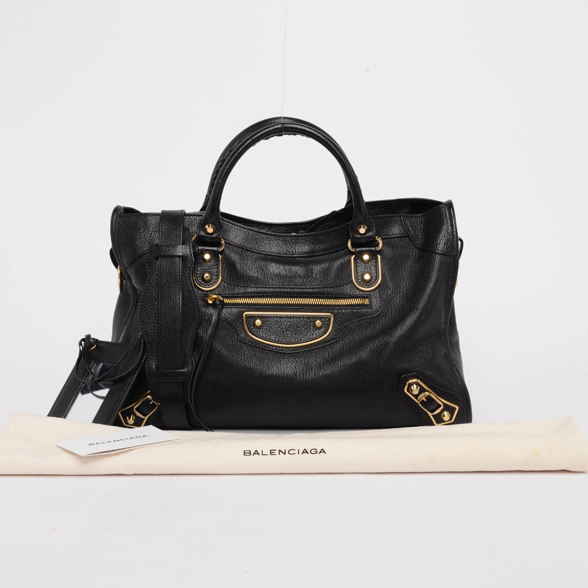 Balenciaga Black Chevre Metallic Edge City Bag