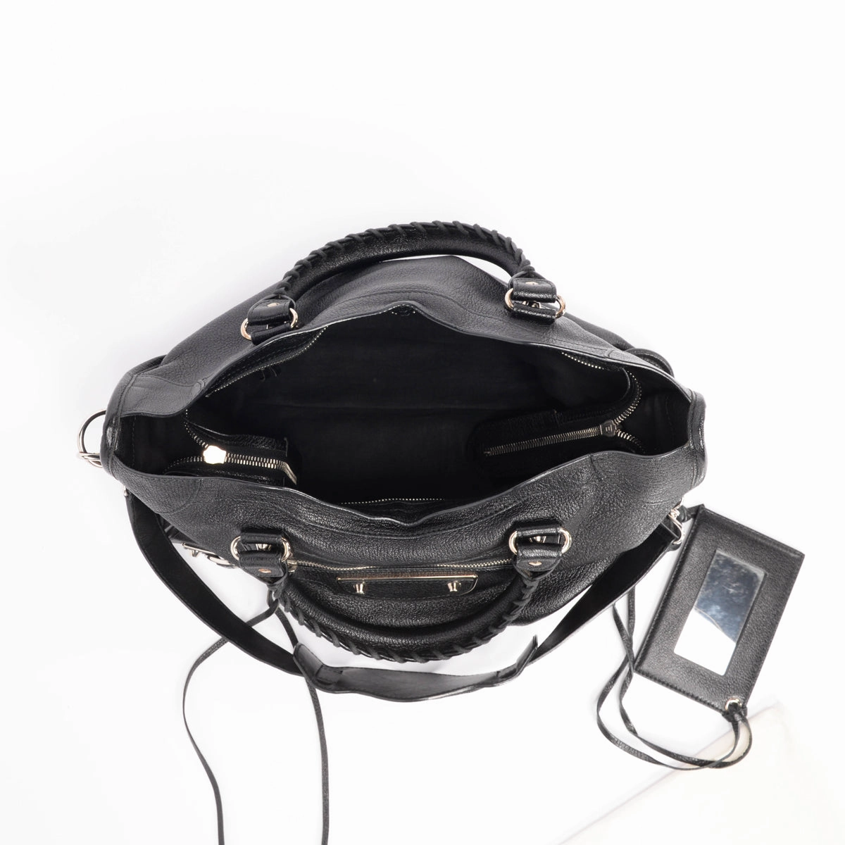Balenciaga Black Goatskin Metallic Edge City Bag