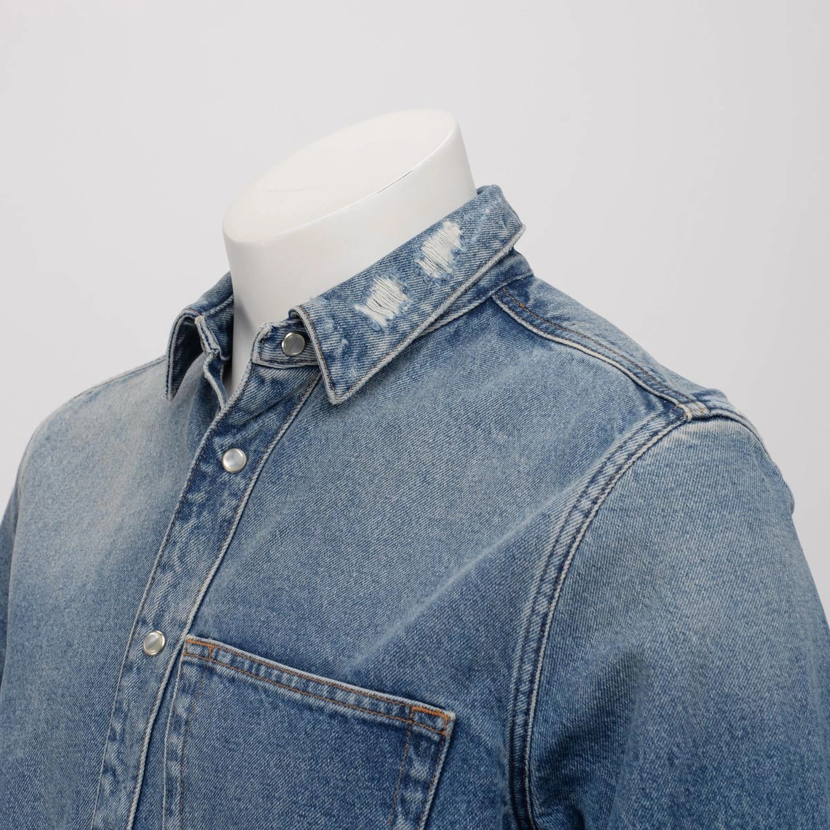 Balenciaga Denim Rose Embroidered Shirt 42