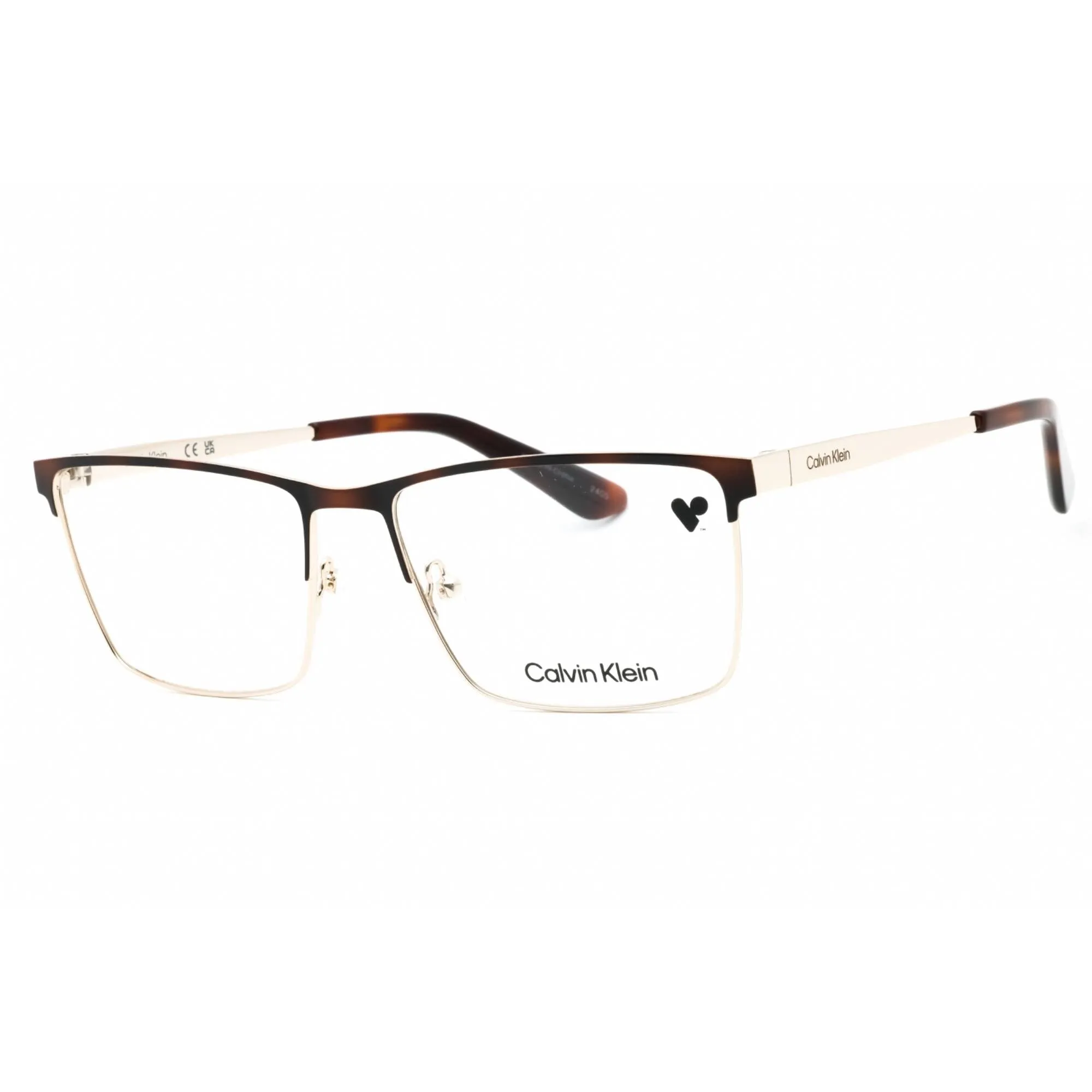 Calvin Klein Men's Eyeglasses - Havana/Gold Metal Rectangular Full Rim | CK22102 213 Calvin Klein Eyeglasses
