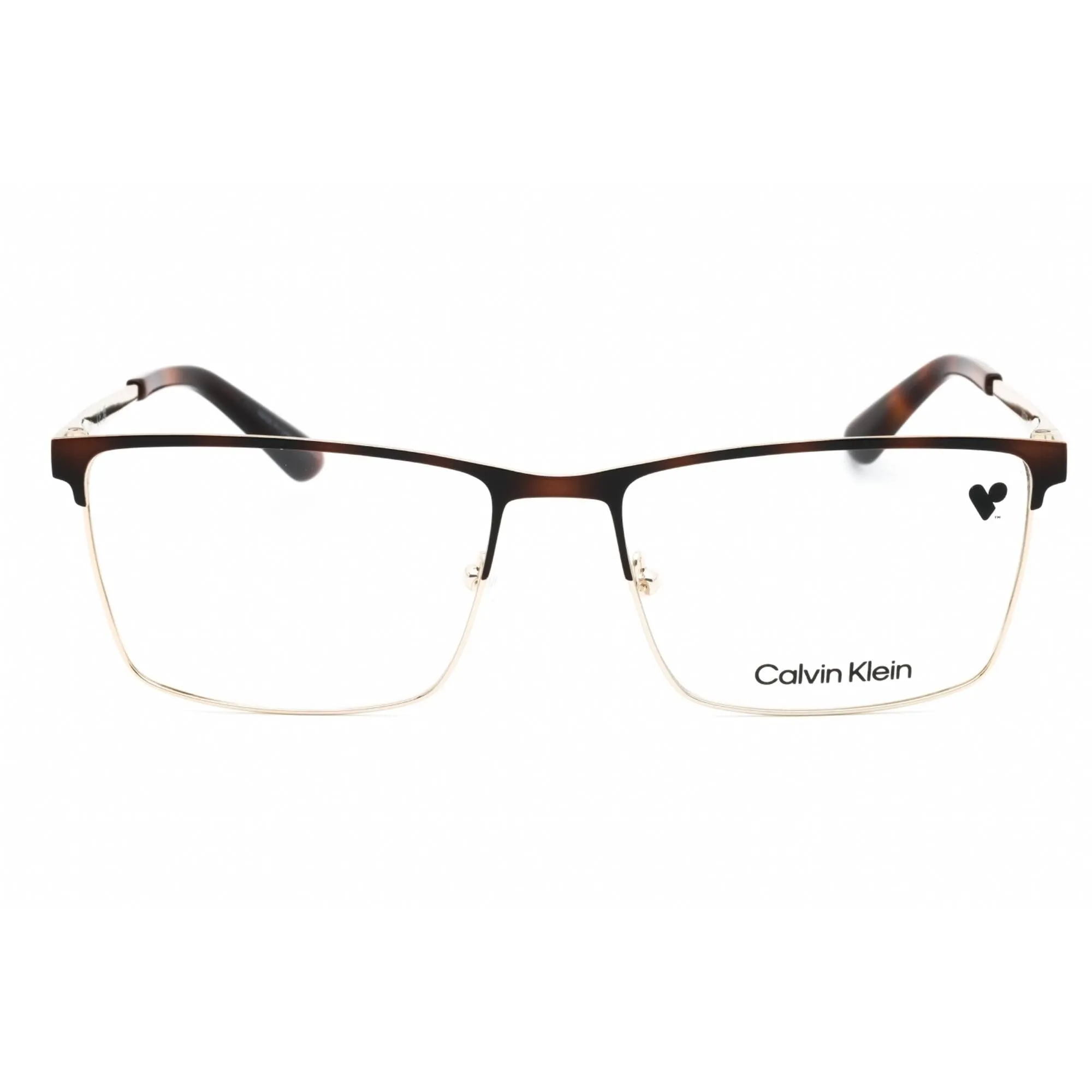 Calvin Klein Men's Eyeglasses - Havana/Gold Metal Rectangular Full Rim | CK22102 213 Calvin Klein Eyeglasses