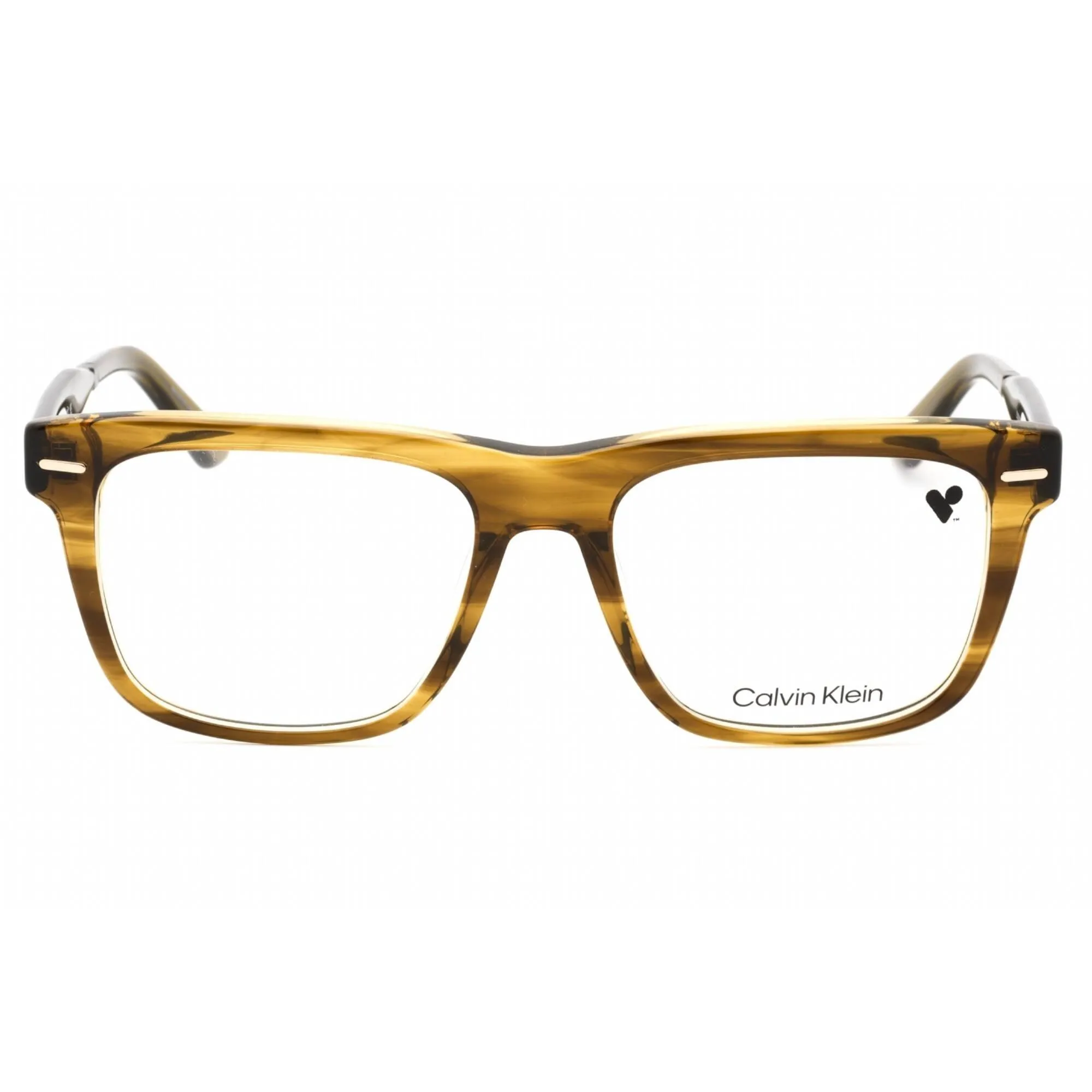 Calvin Klein Men's Eyeglasses - Striped Olive Full Rim Rectangular Frame | CK22538 317 Calvin Klein Eyeglasses