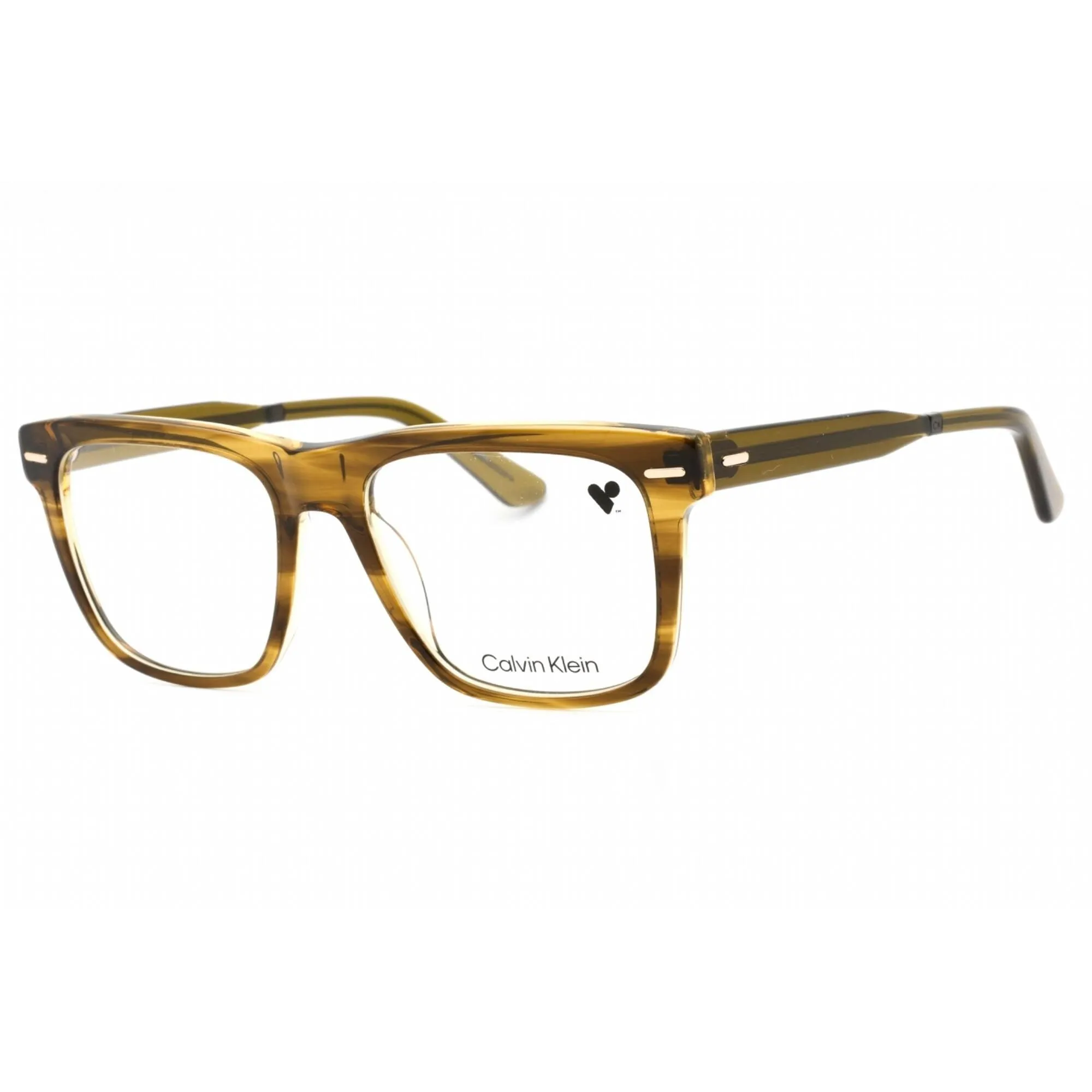 Calvin Klein Men's Eyeglasses - Striped Olive Full Rim Rectangular Frame | CK22538 317 Calvin Klein Eyeglasses