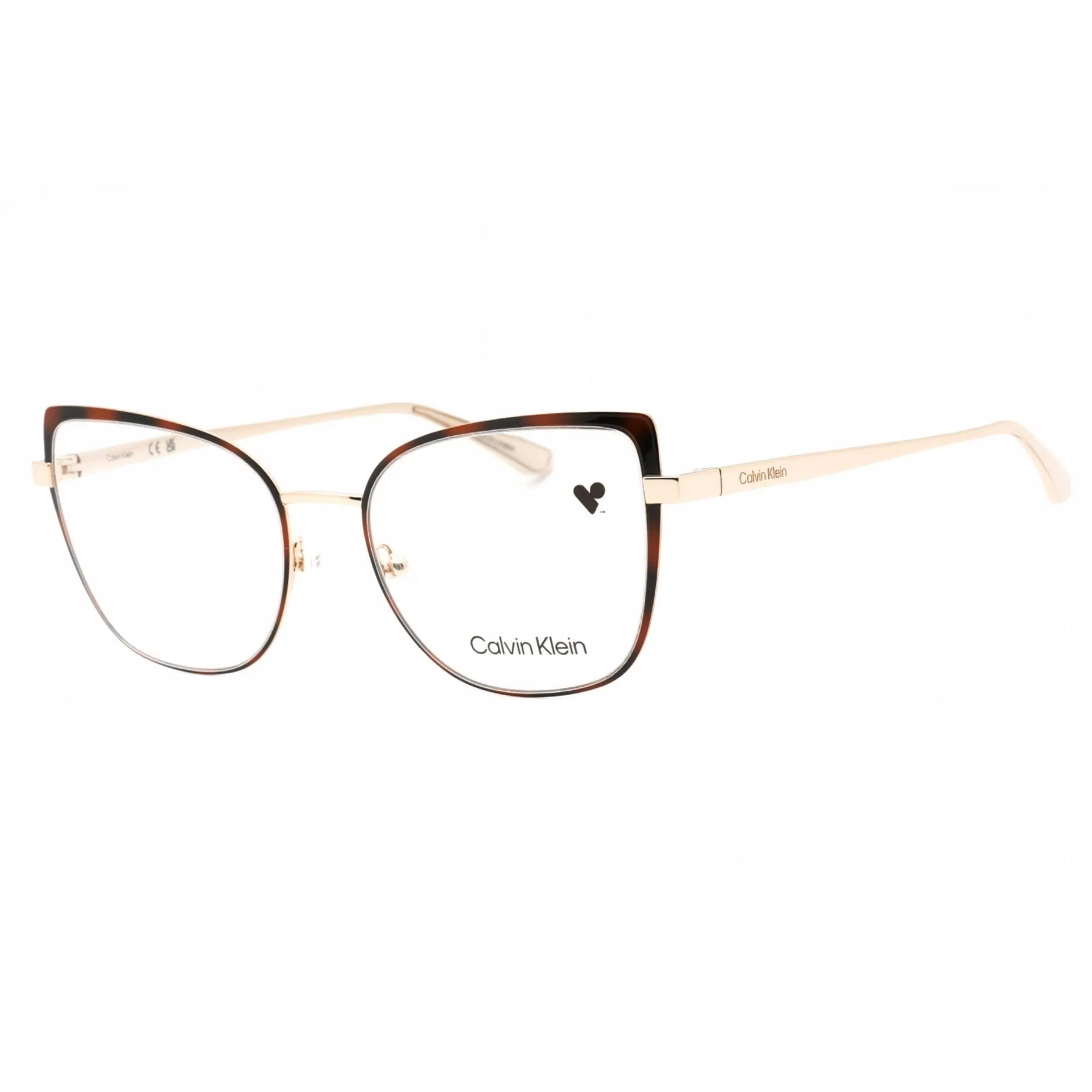 Calvin Klein Women's Eyeglasses - Havana Gold Cat Eye Frame Clear Lens | CK22101 213 Calvin Klein Eyeglasses