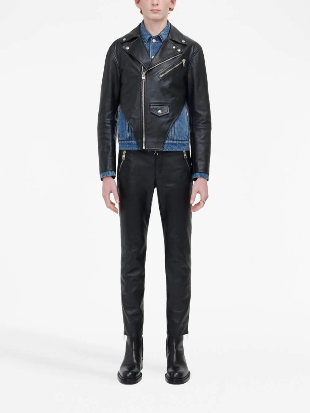 Leather Cropped Slim-Fit Trousers