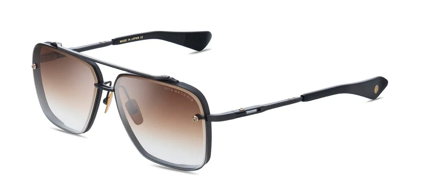 Mach six DTS121-62-03-Z black iron & black rhodium/brown gradient lens