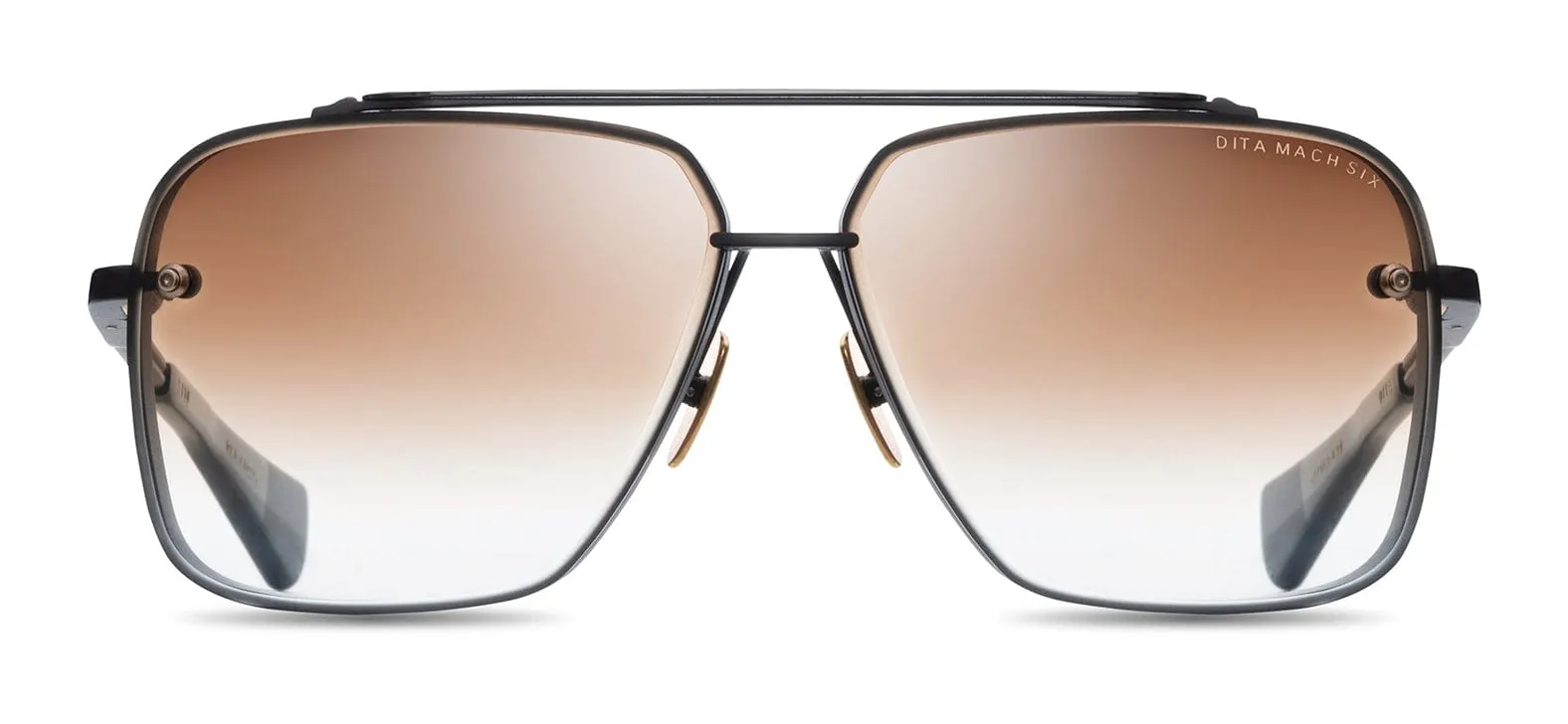 Mach six DTS121-62-03-Z black iron & black rhodium/brown gradient lens
