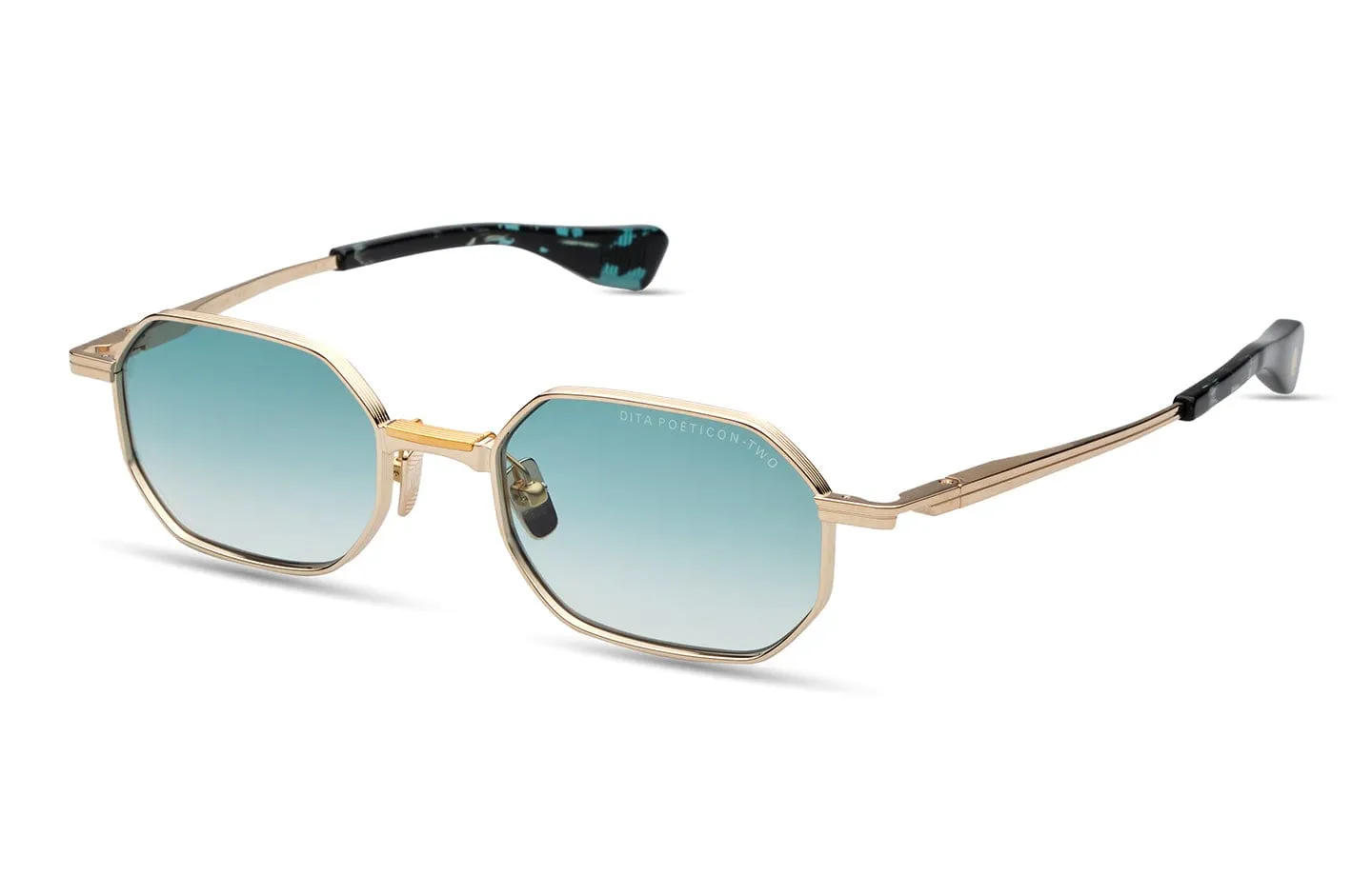 Poeticon-two DTS179-A-02 matte white gold/turquoise gradient lens